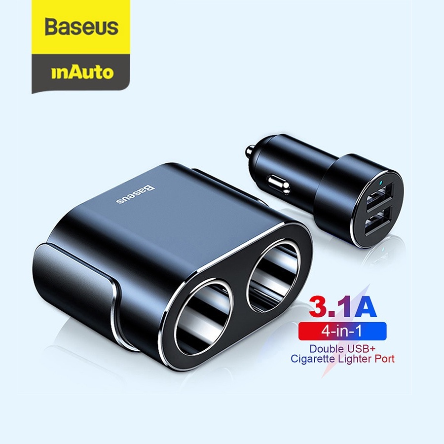 Tẩu sạc đa năng tích hợp bộ chia cổng sạc Baseus High Efficiency 1 to 2 Cigarette Lighter