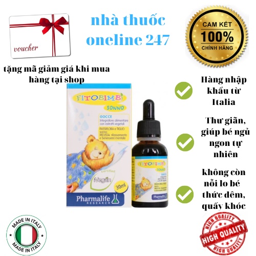 Fitobimbi Sonno Lọ 30ml,Xuất xứ Italia hỗ trợ bé ngủ ngon, sâu giấc tự nhiên,cải thiện rối loạn giấc ngủ ở trẻ nhỏ
