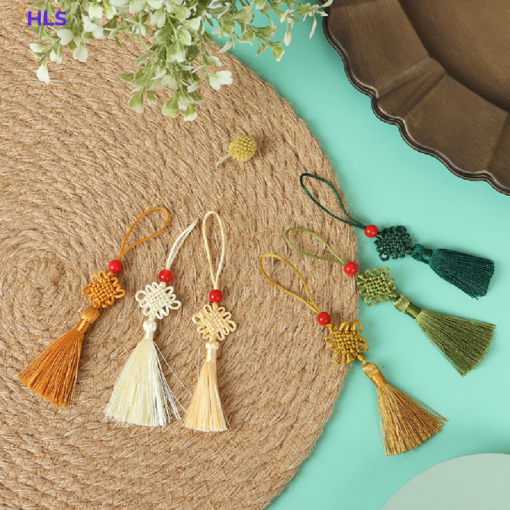 Bộ 5 Mặt Dây Chuyền Hình Núm Tua Mini Màu Đỏ Phong Cách Trung Hoa Độc Đáo DIY