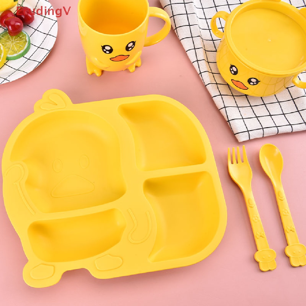 Bộ Dụng Cụ Ăn Uống Hình Vịt Vàng Hoạt Hình Dành Cho Trẻ Em
