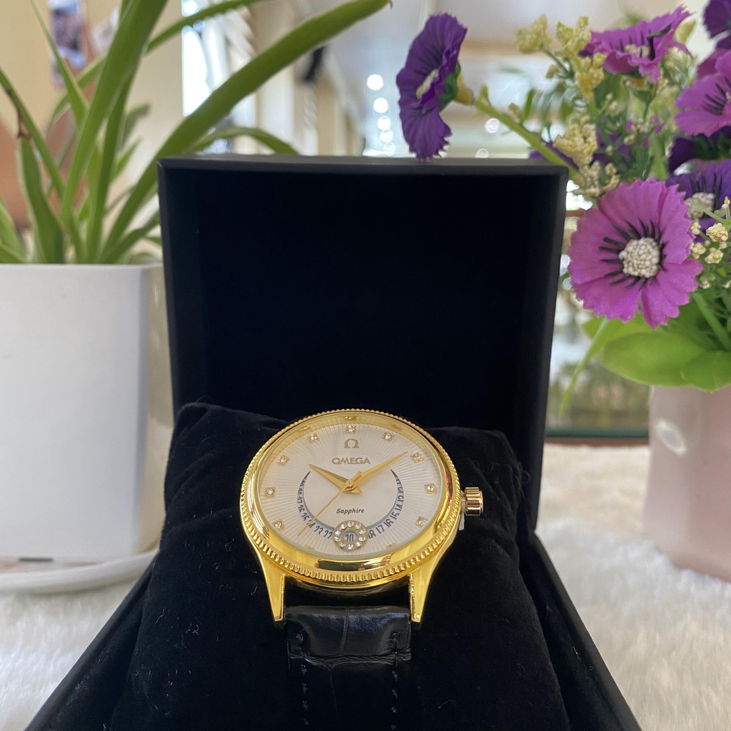 Đồng hồ Nam Omega OMG06 Trăng khuyết Dây da cao cấp, Mặt Sapphire chống xước, chống nước thẻ bảo hành 12 Tháng