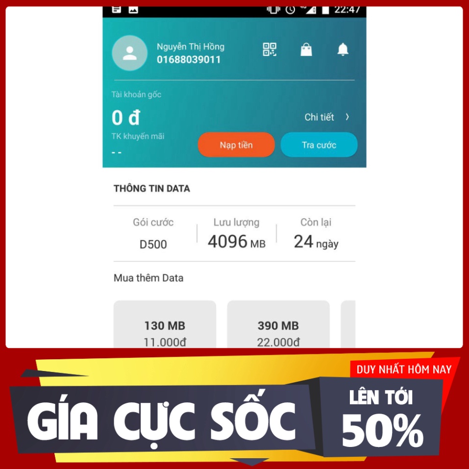 GIÁ SIÊU KHỦNG SIM 4G VIETTEL D900 - D500 TRỌN GÓI 1 NĂM KHÔNG NẠP TIỀN  