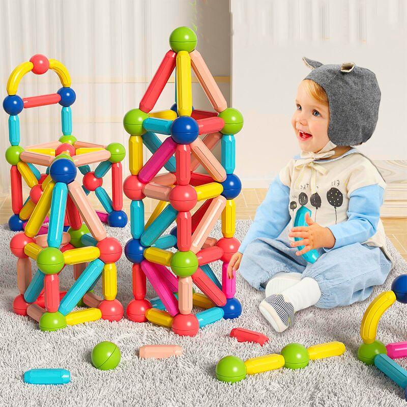 Bộ xếp hình nam châm, lego thông minh que từ tính Magnetic Sticks 46, 82 và 128 chi tiết - Phát triển tư duy