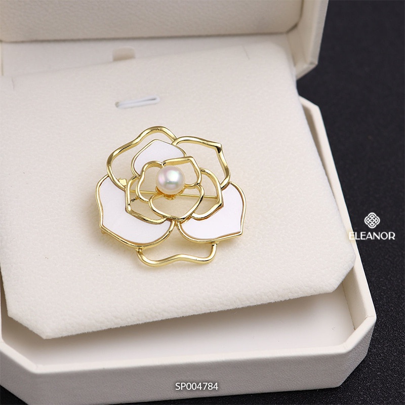 Ghim cài áo nam nữ Eleanor Accessories hình hoa hồng đính ngọc trai nhân tạo phụ kiện trang sức 4784