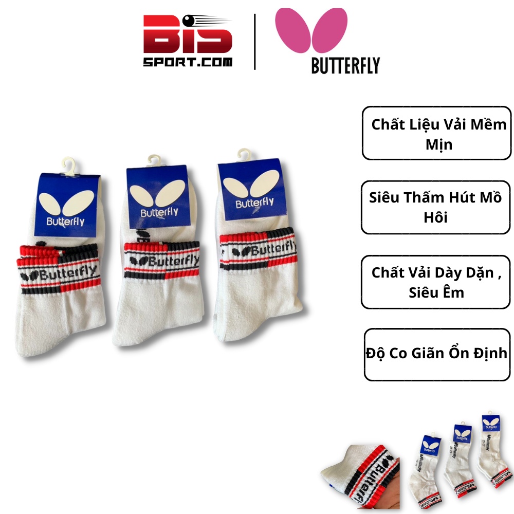 Vớ Thể Thao Cầu Lông Bóng Bàn Butterfly Cao Cấp - Vải Dày , Êm Ái , Chống Trơn Trợt - Siêu Thấm Hút Mồ Hôi