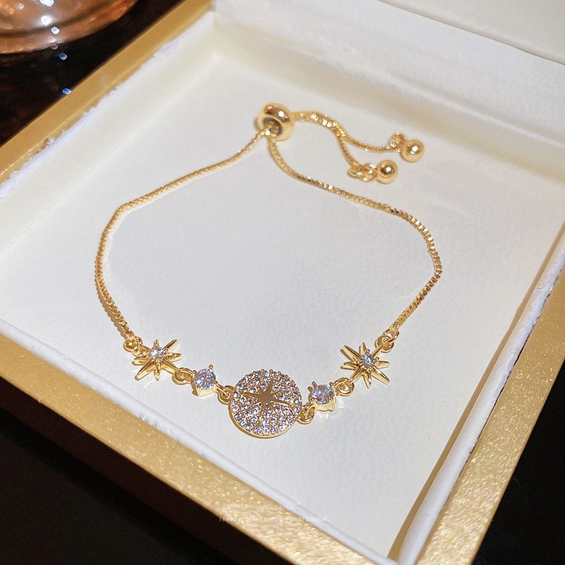 Vòng Tay Đính Đá Zircon Hình Hoa Thời Trang Cho Nữ