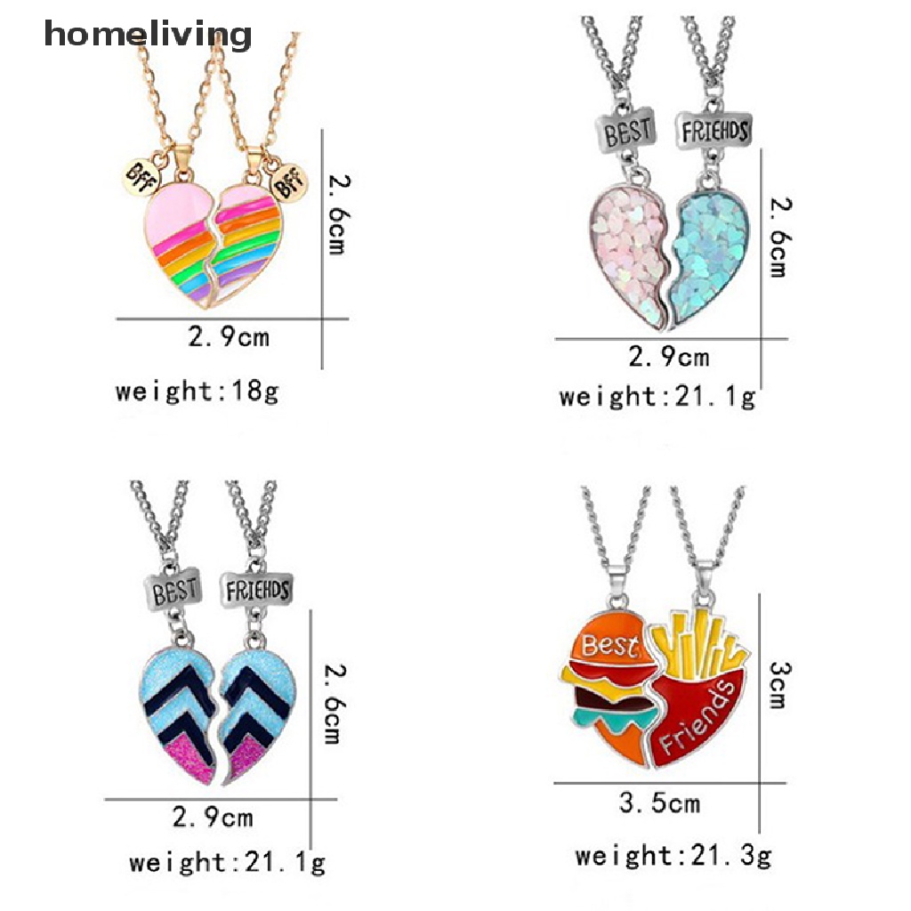 Set 2 Vòng cổ Tình Bạn Mặt Trái Tim Ghép Mảnh Ghép Khắc Chữ Best Friends Thời Trang Mới 2022