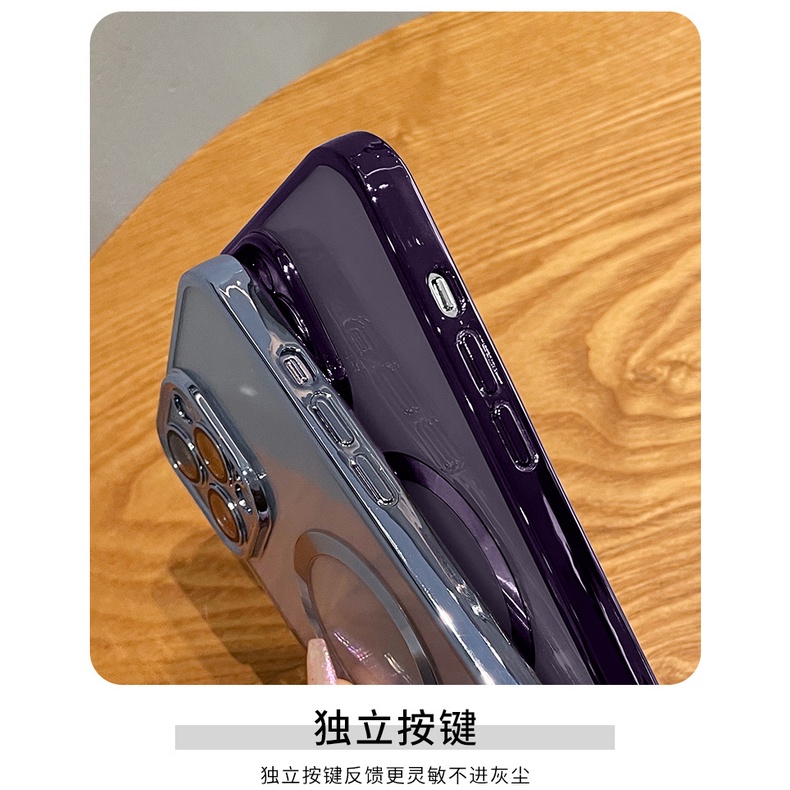 Ốp Điện Thoại Trong Suốt Chống Sốc Mạ Điện Từ Tính Cho iPhone11 pro max 12 pro max 13 pro max 14 plus 14 pro max