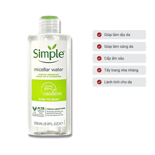 Nước tẩy trang Simple Micellar Cleansing Water 200ml