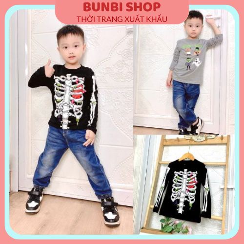 Áo thun dài tay cho bé dư xịn,hình halowen cá tính chất cotton cao cấp,hàng việt nam xuất khẩu chuẩn