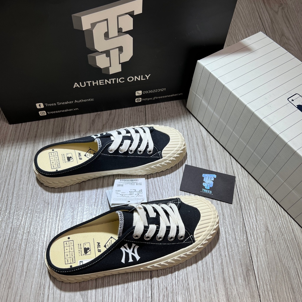 Giày thể thao đạp gót MLB MULE BLACK FULL BOX TAG CHECK HIDDEN TAG