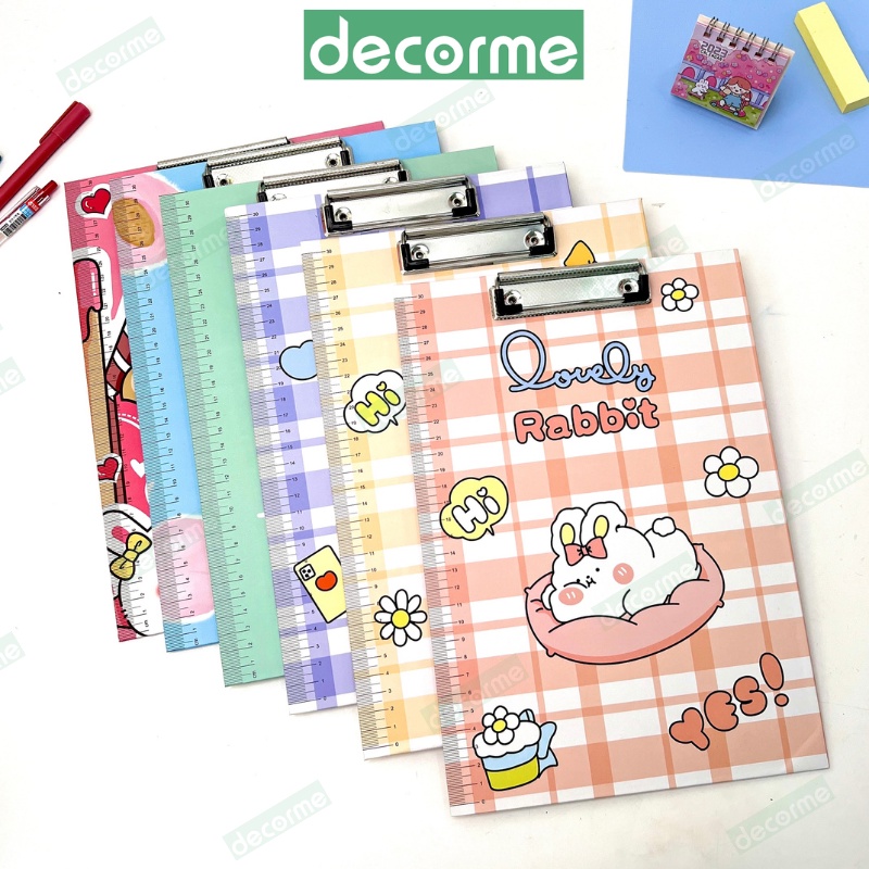 Bìa Trình ký A4 họa tiết hoạt hình cute nhiều màu DecorMe Bìa kẹp giấy văn phòng dễ thương SMN