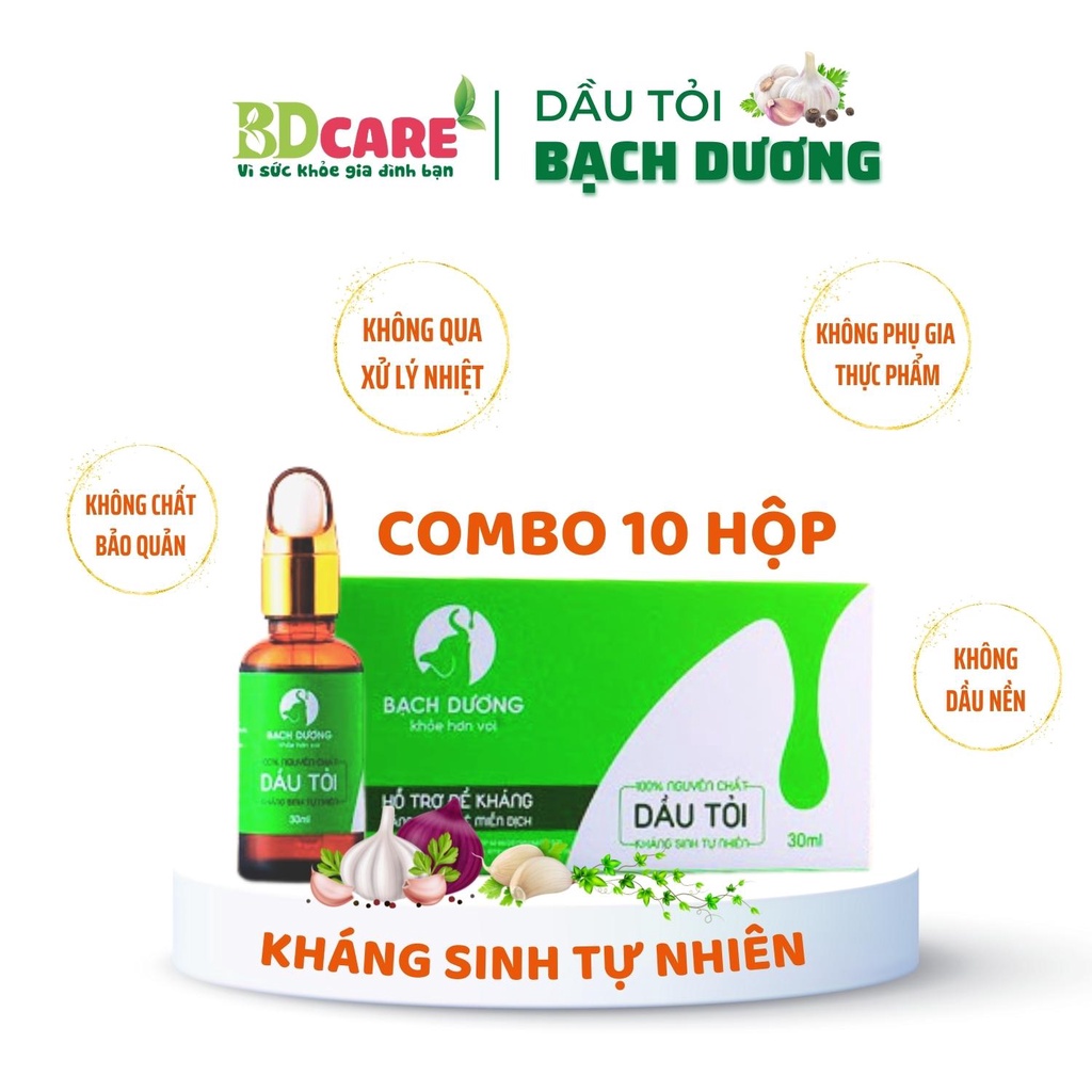 Combo 10 Hộp Dầu Tỏi Bạch Dương BDcare 30ml - Hỗ Trợ Đề Kháng Tăng Cường Miễn Dịch