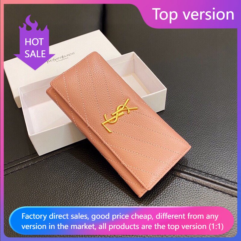 Ysl Ví Da Bò Dáng Dài Màu Hồng Thời Trang Sang Trọng