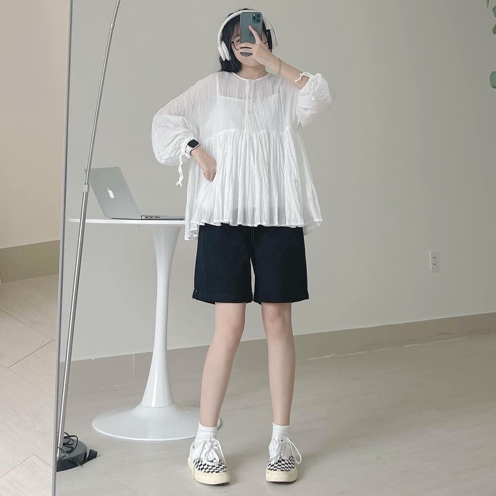 Áo Thun Nữ Babydoll CHILLY JEM CLOSET Form Rộng Tay Phồng Kiểu Thắt Nơ Chất Vải Xốp Lên Dáng Cực Xinh 10245
