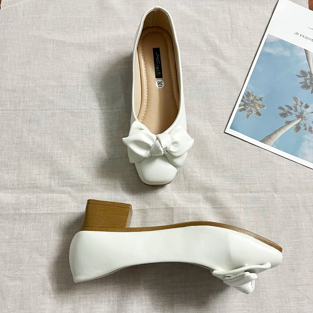 Giày Búp Bê Đế Cao 3 phân Chất Liệu Da Hàng Thời Trang Cao Cấp