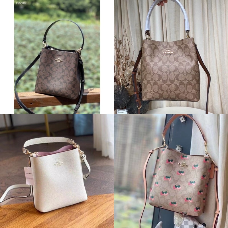 HÀNG CANH SALE- Túi Nữ C.o.a.c.h BUCKET siêu xinh chất da thật phối canvas Dư xịn