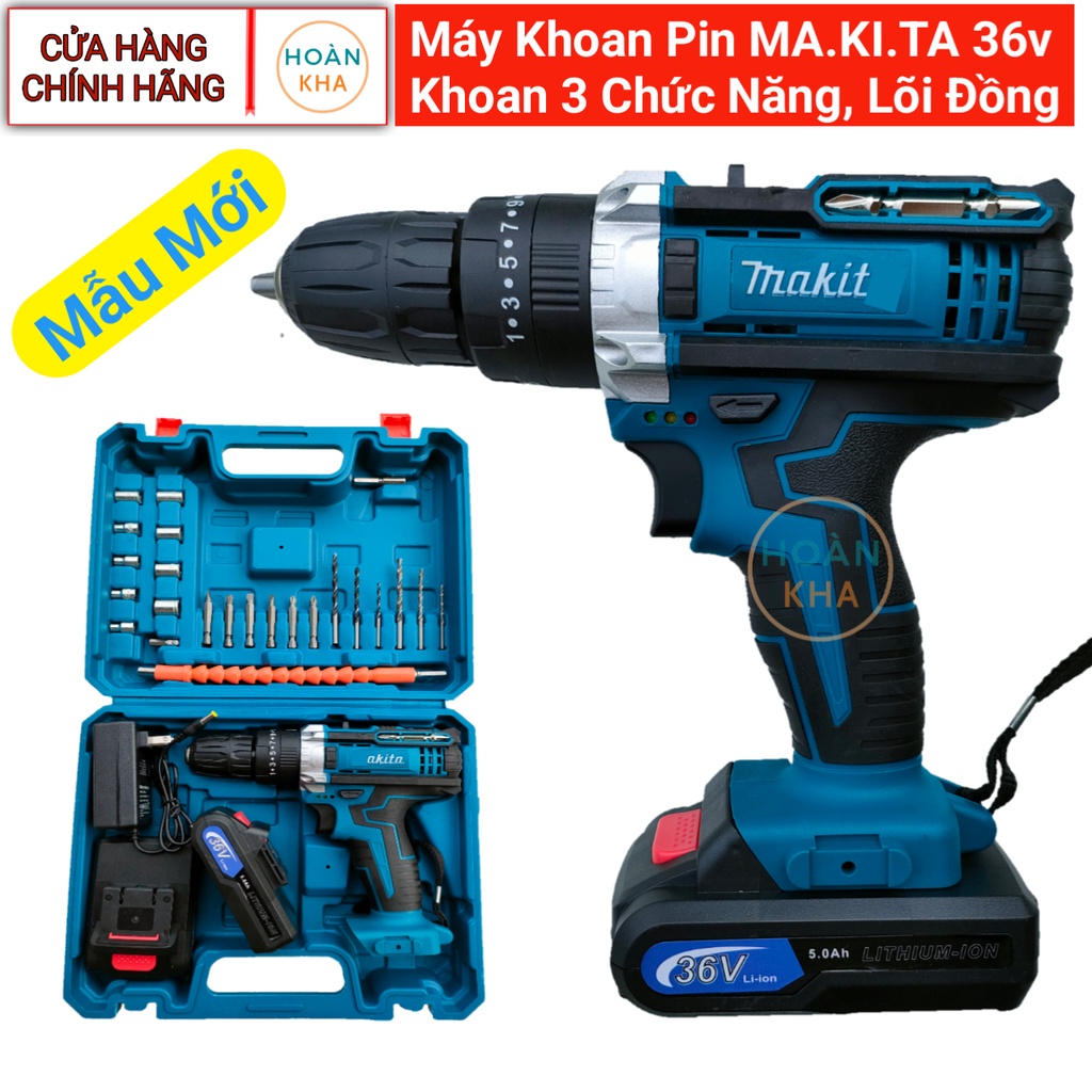 Máy khoan pin MKT 36v dây đồng, khoan 3 chức năng, tốc độ cao
