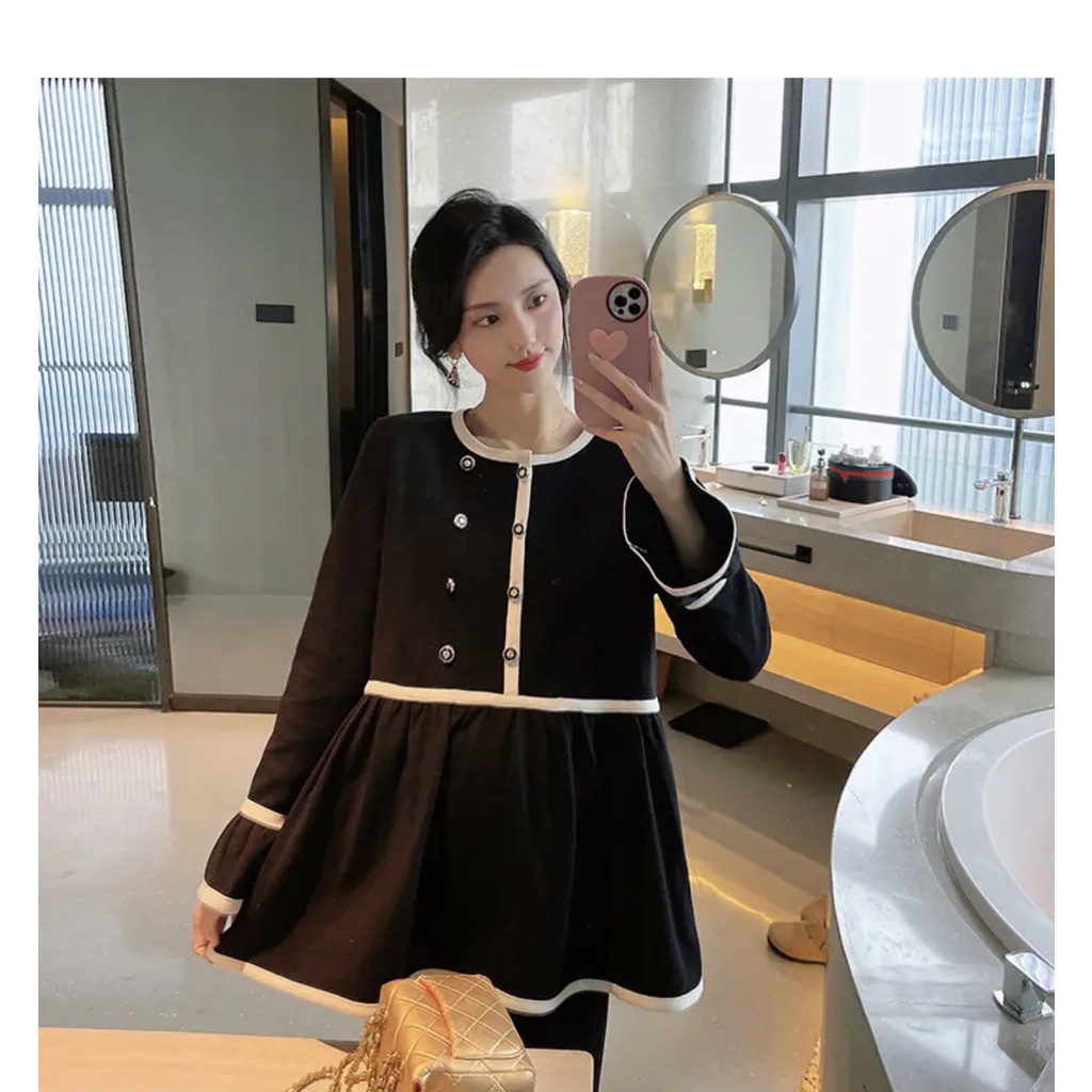Áo bầu dài tay dáng babydoll chất DẠ mềm  với thiết kế tay cách điệu sang chảnh  AD131