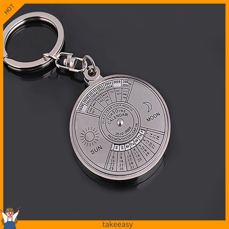 Móc khóa hợp kim bạc hình lịch 50 năm