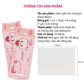Khăn giấy ướt mini cực tiện dụng (8 gói nhỏ/bịch)
