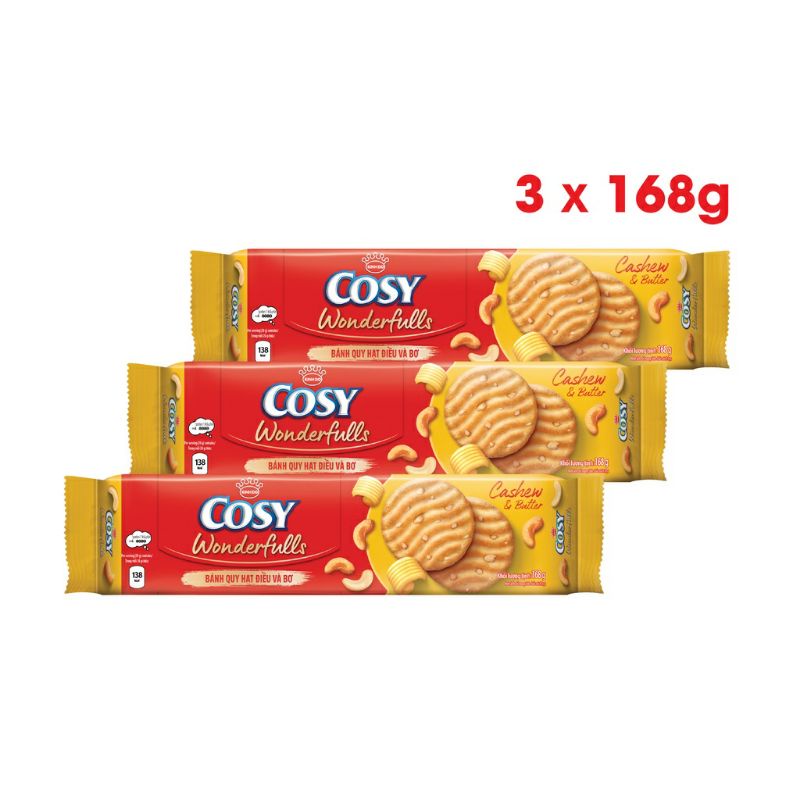 Combo 3 gói bánh quy Cosy Hạt Điều và Bơ 168g (HSD: 04/2023)