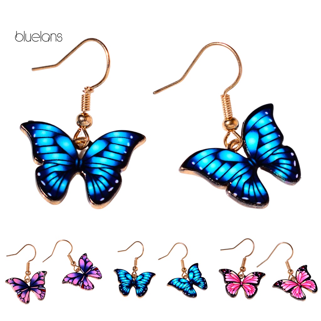 1 Đôi Bông Tai Thả Hình Bướm Nhiều Màu Sắc 3 Màu Lựa Chọn Thời Trang Dự Tiệc