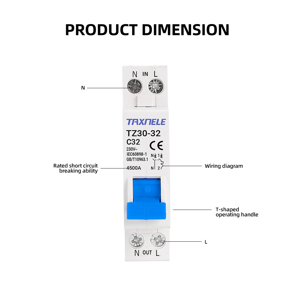 Cầu Dao TZ30-32 DPN 1P + N Mini MCB 6A 10A 16A 20A 25A 32A Din Dành Cho Gia Đình