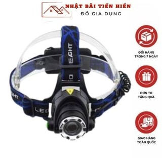 Đèn pin đội đầu siêu sáng, Đèn pin đội đầu kèm 2 pin 1 sạc tiện dụng