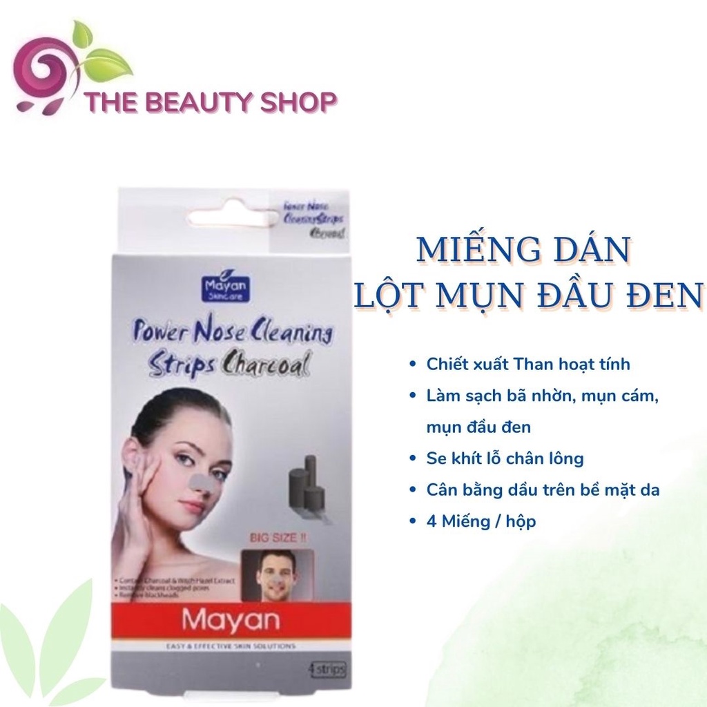 Miếng Dán Lột Mụn Mũi (Mụn Cám) Chiết Xuất Than Hoạt Tính Mayan Hàn Quốc - Hộp 4 Miếng