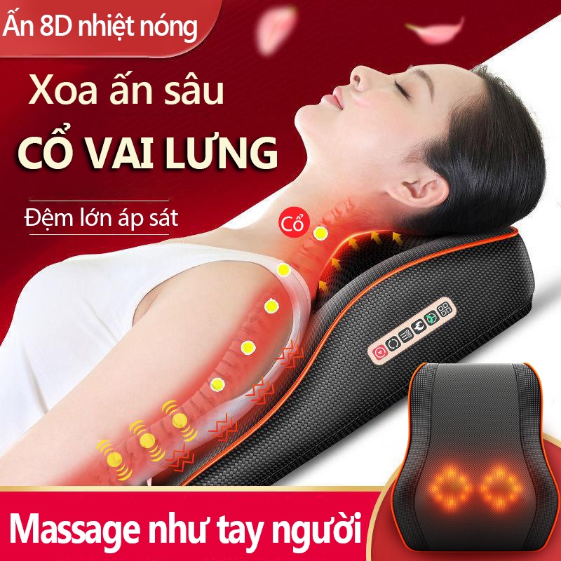 Máy massage đa năng xoa bóp cột sống cổ vùng lưng eo toàn thân Gối vùng thắt lưng để trong nhà trên ô tô