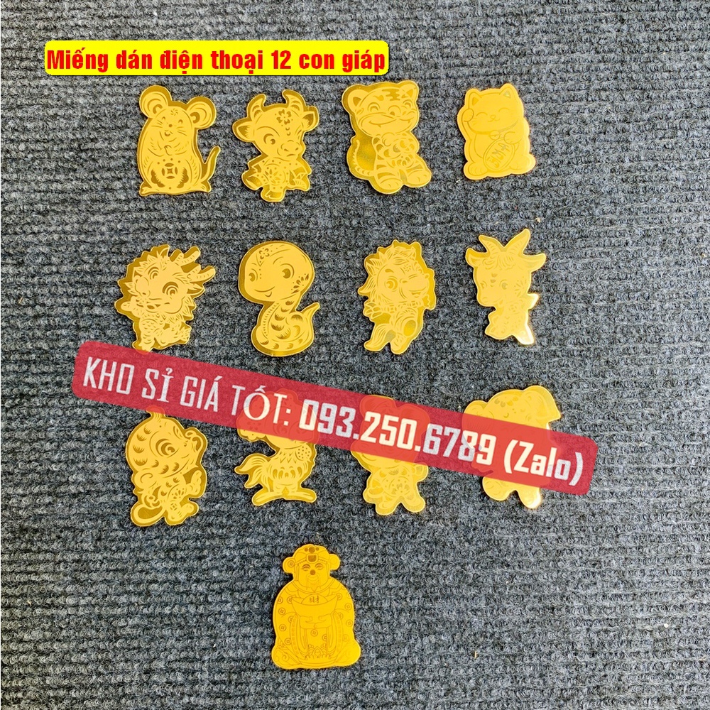 🌟FREE SHIP🌟 Miếng Dán Điện Thoại Thần Tài Vàng và Mèo Thần Tài Vàng Hút Tài Lộc , 12 Con Giáp Dùng Dán Điện Thoại
