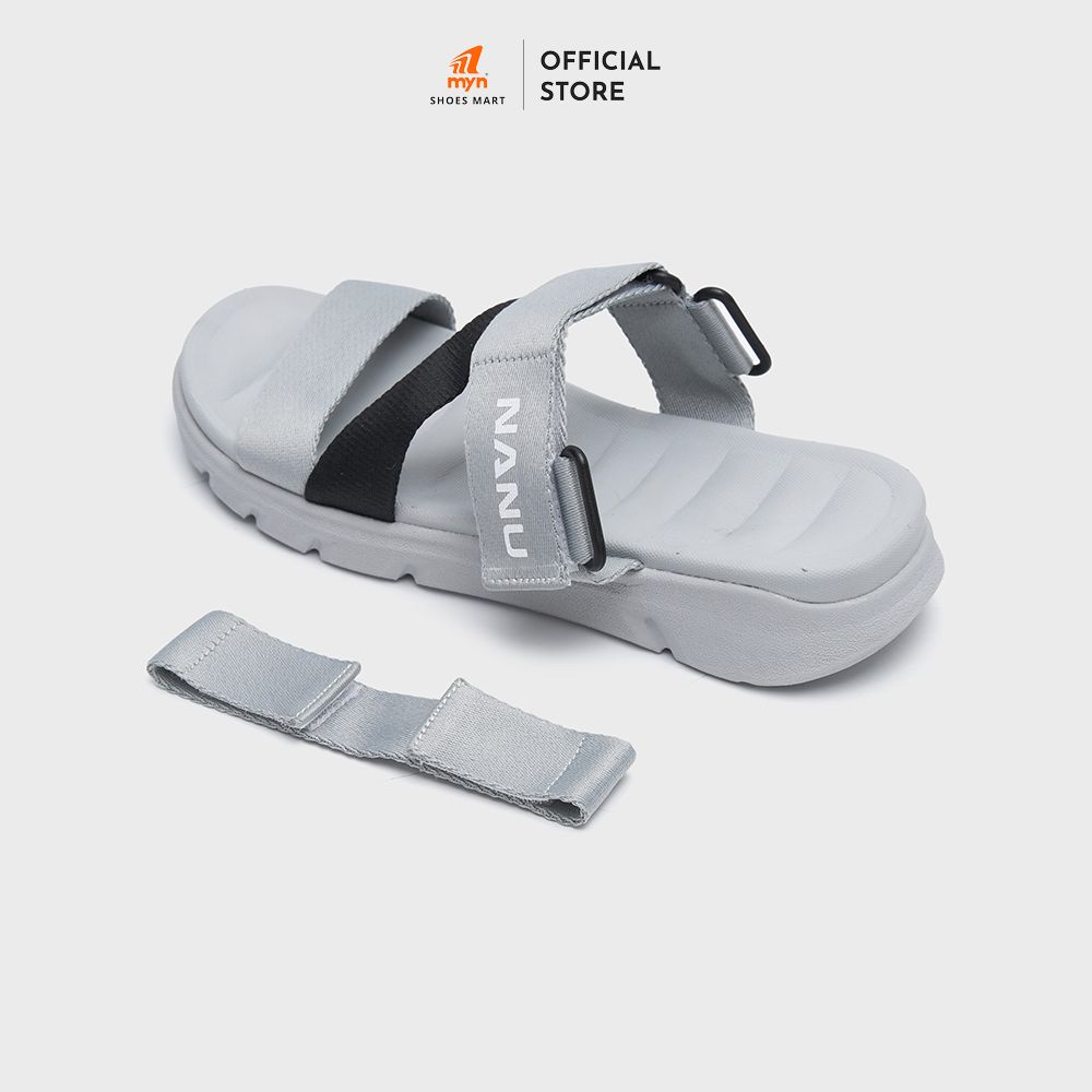 Sandal Unisex Nanu NN12 GREY BLACK quai chéo đế EVA phylon quai sau tháo rời thông minh