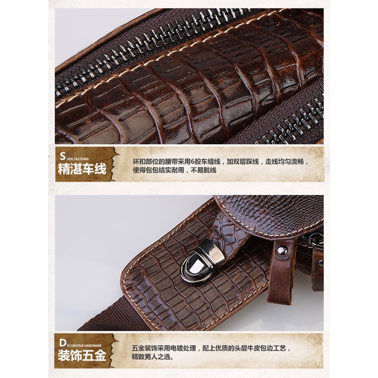 Túi Đeo Chéo Ngực Bằng Da Bò Thật Họa Tiết Da Cá Sấu ZP-039 Cho Nam