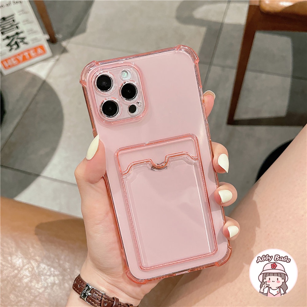 Ốp Điện Thoại TPU Mềm Mỏng Trong Suốt Chống Nước Có Ngăn Đựng Thẻ Cho Iphone 11 7Plus 13 12 11 Pro Max X XS 12 13 XR
