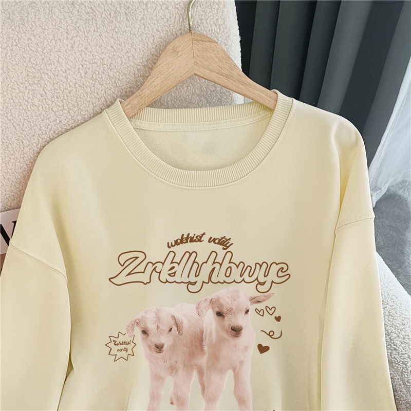 NRVP Áo Thun Nữ Dài Tay Dáng Rộng In Hình Phong Cách Hàn Quốc Mới