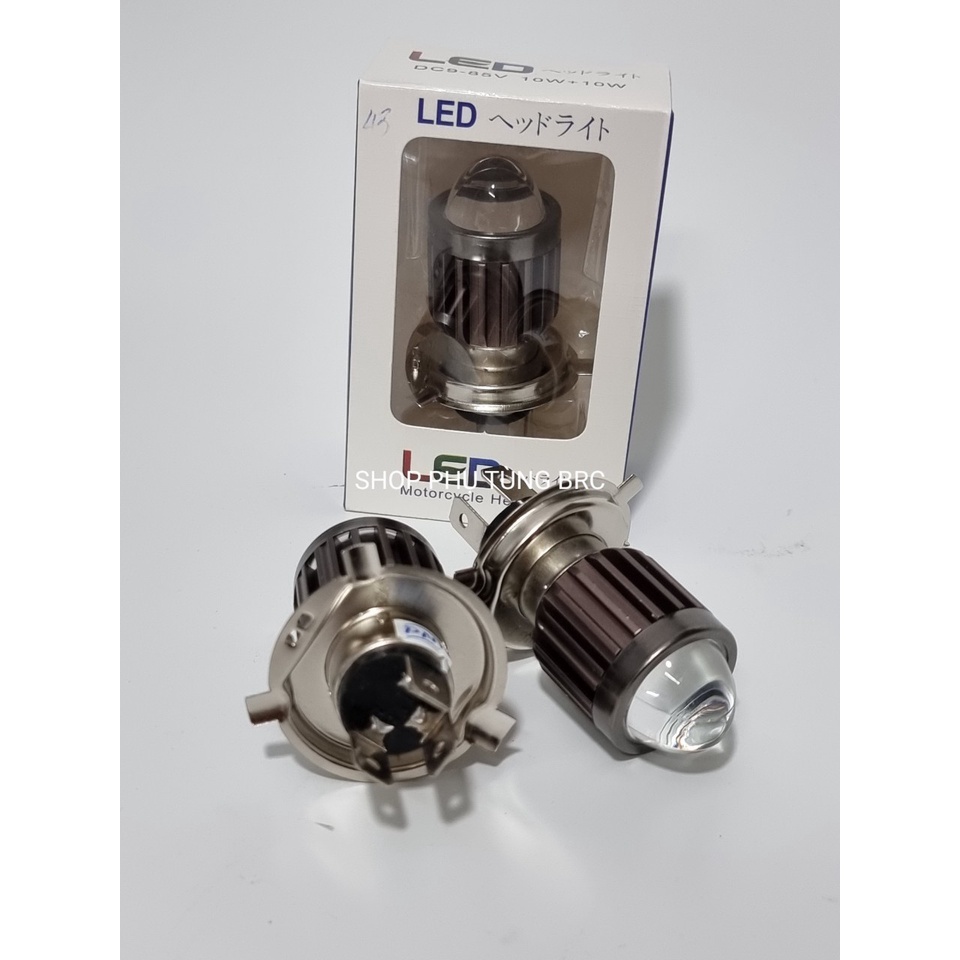 Đèn pha LED siêu sáng bi cầu HIKO 2 màu  3 chân H4 lắp cho Wave RS, Sirius, Winner, Exciter, Vision...
