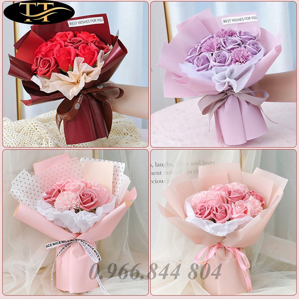 Bó hoa hồng 10 BÔNG kèm túi xách, tag viết lời chúc theo túi, thiết kế bắt mắt sang chảnh 30x21x12cm