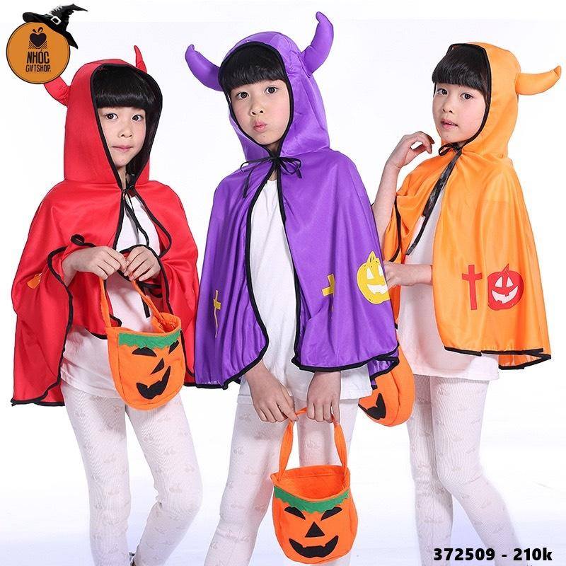 Áo choàng mũ sừng ác quỷ Halloween