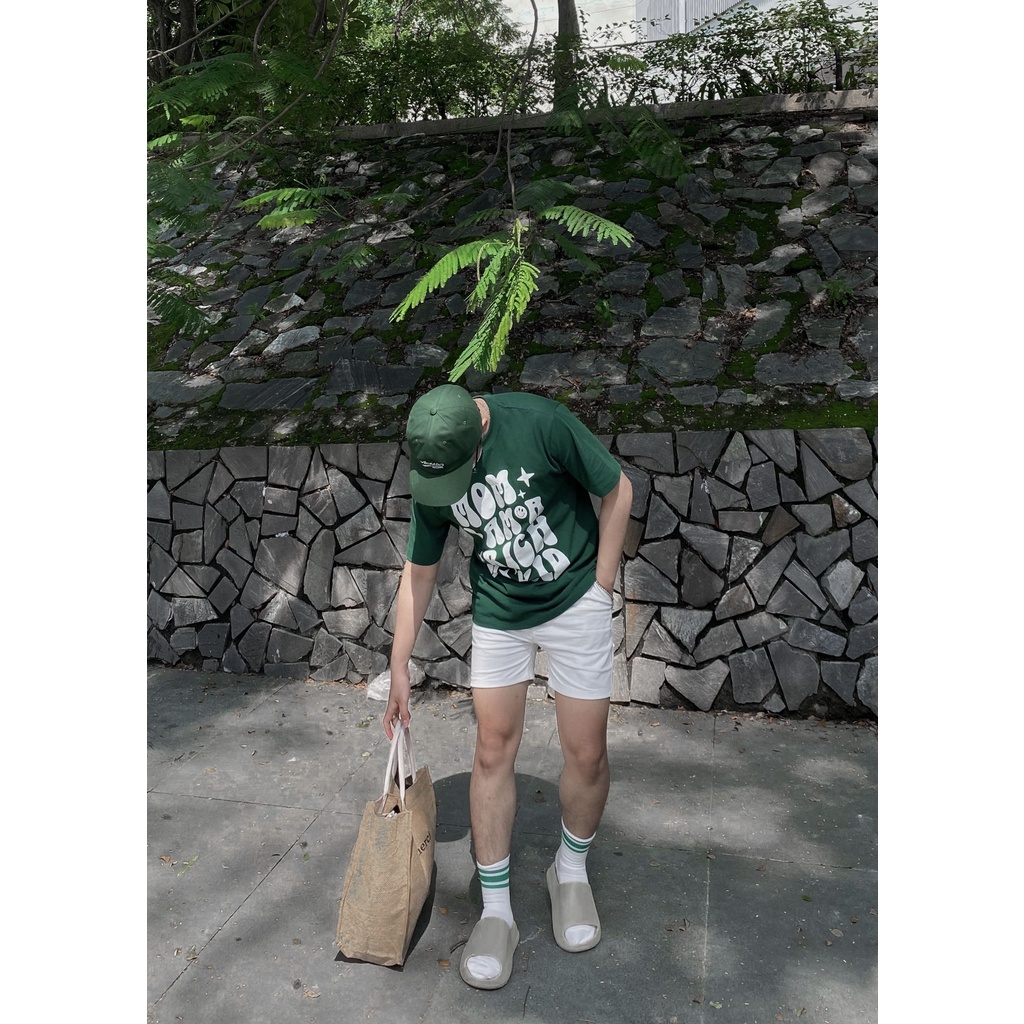 Áo thun Merlino Studio I Mom I Am A RICH KID - Form America, tay lỡ  unisex, 100% Cotton 2WS