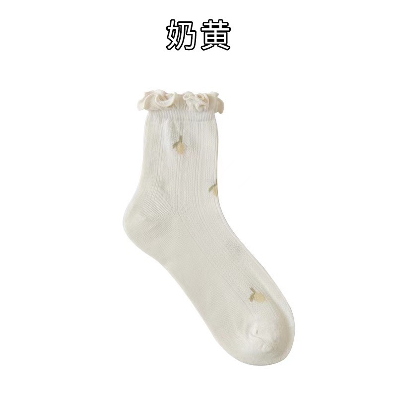 Vớ Cotton Mỏng Cổ Trung Thoáng Khí Màu Sắc Ngọt Ngào Thời Trang Xuân Hè Cho Nữ