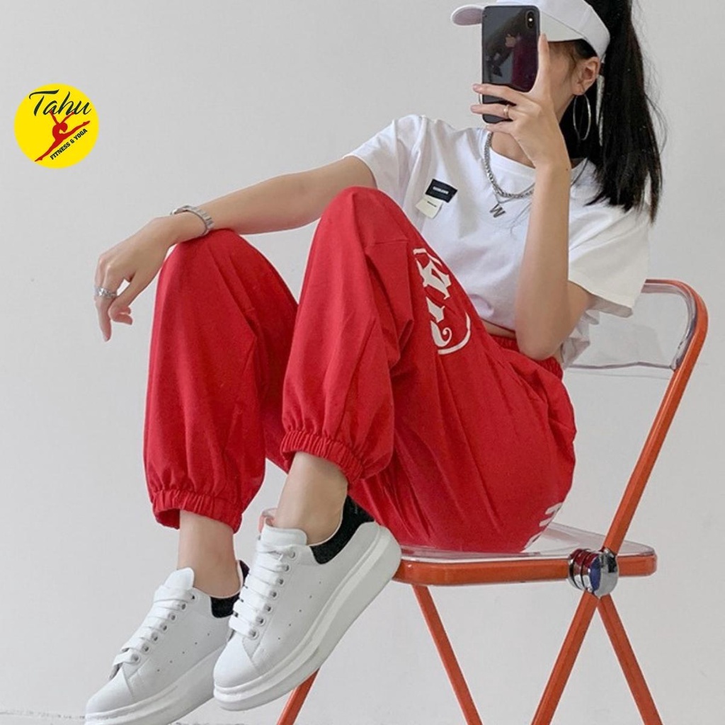 Quần JOGGER nữ Chun dập bản rộng đa năng nhảy Zumba Erobic Tập Gym Yoga đi chơi