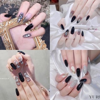 Nailbox ,10 móng úp thiết kế , tông đen.