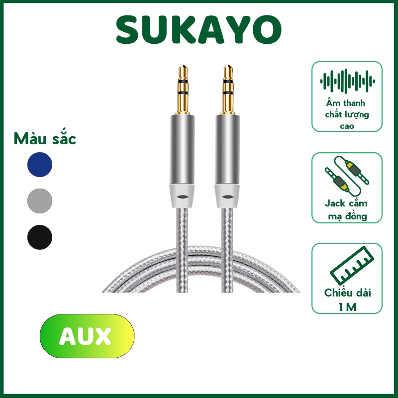 Dây AUX kết nối Loa 2 đầu 3.5mm, Jack dành cho audio kết nối âm thanh laptop, điện thoại, amply chân tròn