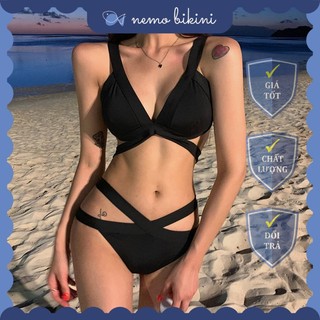 Bikini đi biển, đồ bơi nữ sexy 2 mảnh tôn dáng cá tính đen Nemo Bikini - B42