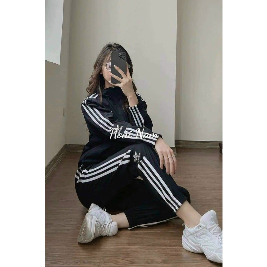 Set bộ thể thao nỉ nữ DAS, bộ quần áo dài tay khoá kéo, ống bo có túi