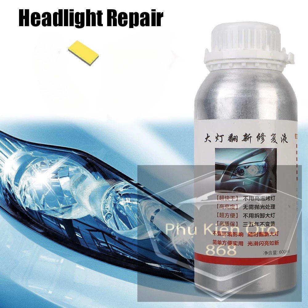 Dung Dịch Đánh Bóng Đèn Pha Ô Tô dung tích 800ml, phục hồi đèn pha, vệ sinh đèn pha, tẩy ố làm sạch đèn pha ô tô xe máy