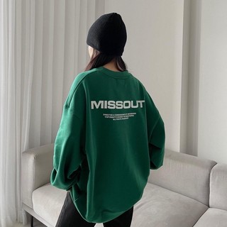 Áo sweater tay dài MISSOUT Nam/Nữ chất nỉ da cá dày dặn