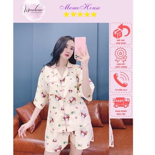 [HOT] Đồ Bộ Pijama Lụa Hàn ngắn cánh dơi (form dưới 65kg)