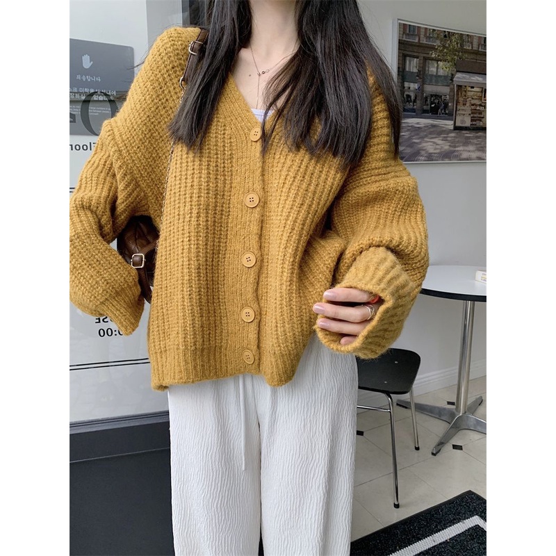 Áo khoác cardigan ấm áp, chất len mềm mịn, thời trang thu đông dành cho nữ